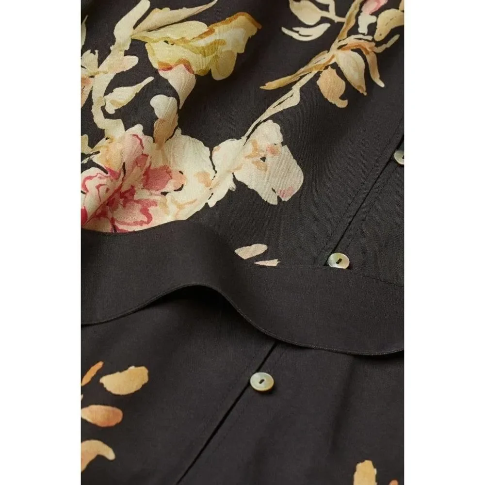 H&M Limited Floral Print Dress Linen Blend New - Picture 6 of 12
